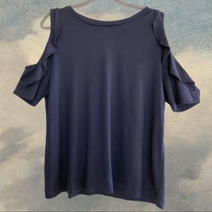 New! LOFT Navy Cold Shoulder Knit Top